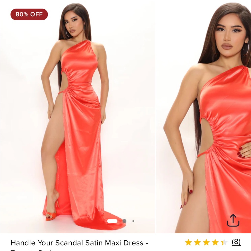 Fashion Nova Vibrant Orange Satin Dress